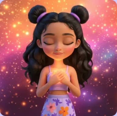 A little dreamer surrounded by golden sparkles